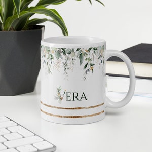 Women’s personalize letter floral mug
