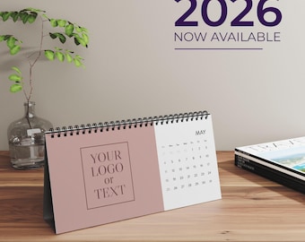 2026 Desk Calendar, Personalized Business Calendar with Logo