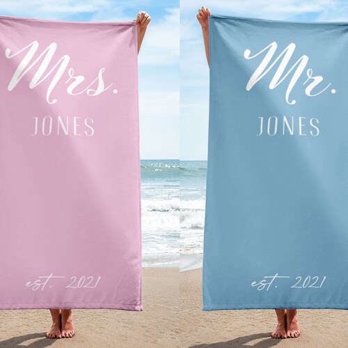 Black & White Mrs and Mr Beach Towels for Honeymoon Just Etsy