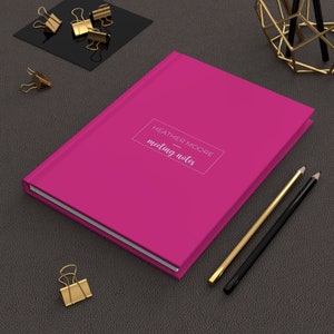 Pink Notebook Personalized with Elegant Modern Chic Typography