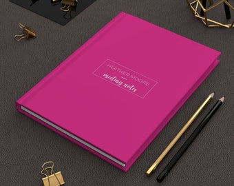 Pink Notebook Personalized with Elegant Modern Chic Typography