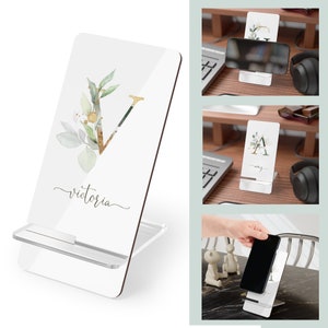 Cell Phone Stand - Personalized with Floral Monogram and Name