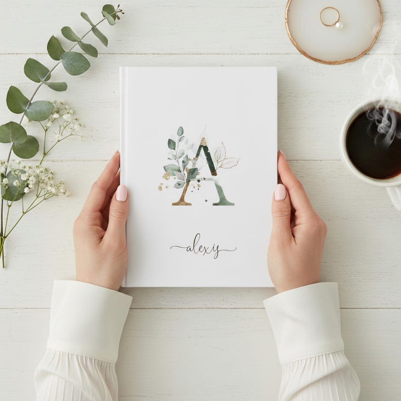 Quaderno con monogramma floreale: diario personalizzato, diario con nome personalizzato immagine 3