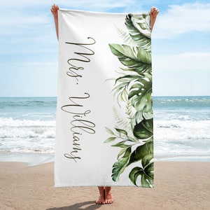 Mrs Beach Towel Personalized with Name