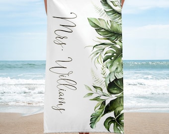 Mrs Beach Towel Personalized with Name