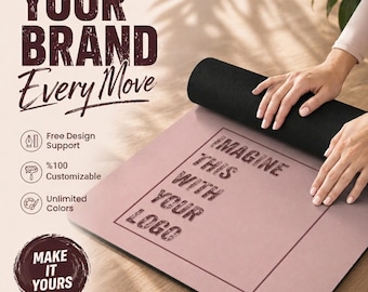 Custom Yoga Mat with Logo, Personalized Pilates & Fitness Exercise Mat, Corporate Gym Gift