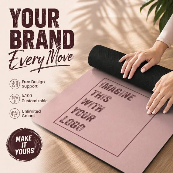 Custom Yoga Mat with Logo, Personalized Pilates & Fitness Exercise Mat, Corporate Gym Gift