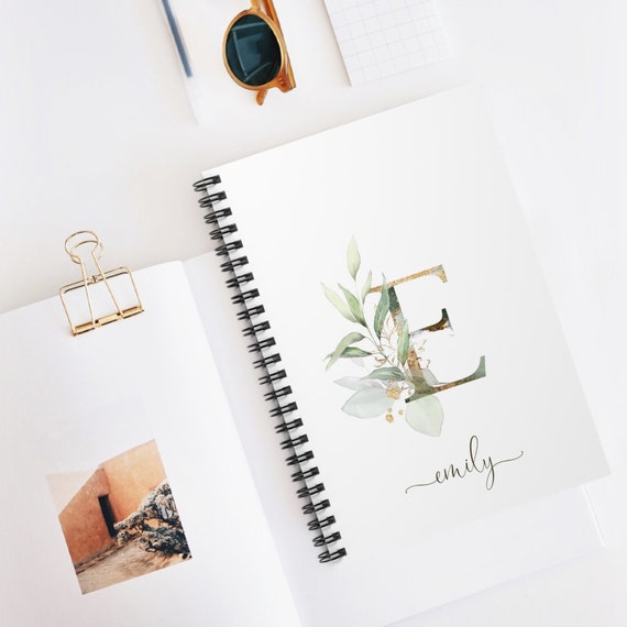 Personalized Floral Monogram Notebook: Spiral or Hardcover Journal