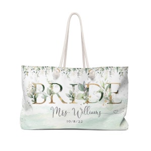 Bride Beach Bag Personalized with Name, Custom Bridal Shower and Wedding Gift for Bride and Bridesmaid