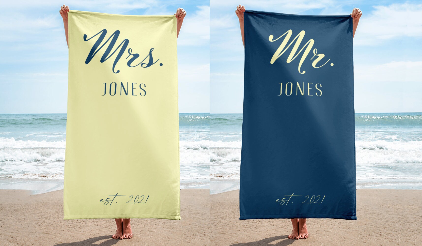 Mr and mrs beach cheap towels