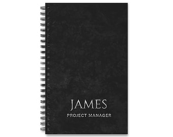 Personalized Men's Journal: Black Spiral Notebook, Lined/Dot Grid
