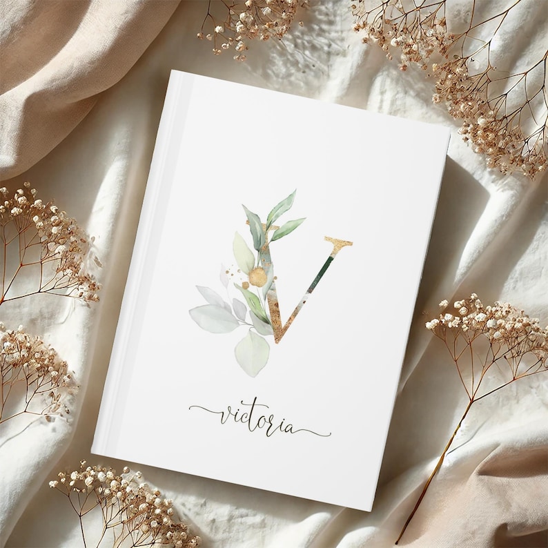 Quaderno con monogramma floreale: diario personalizzato, diario con nome personalizzato immagine 8