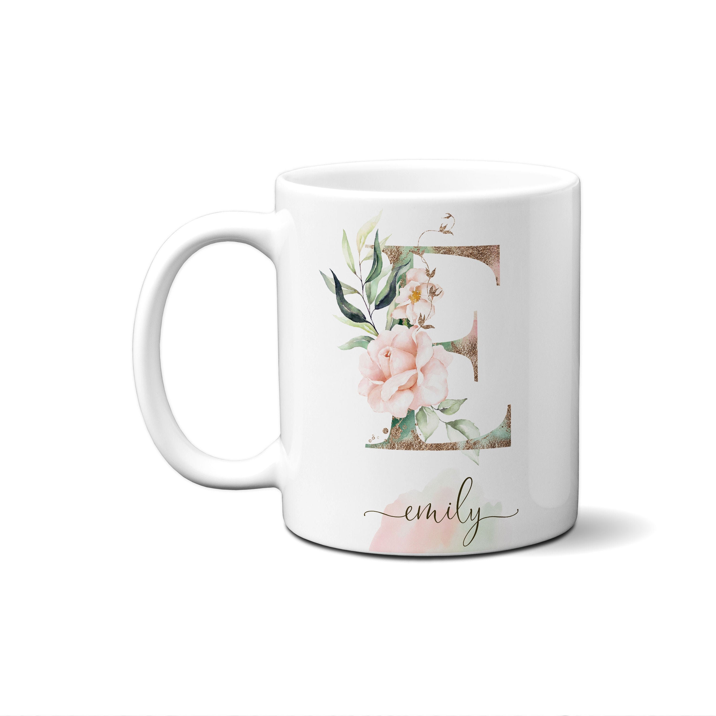 Letter E Mug Initial E Monogram Personalize Gift Floral Etsy UK