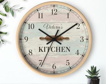 Kitchen Wall Clock Personalized with Name - Retro Gifts