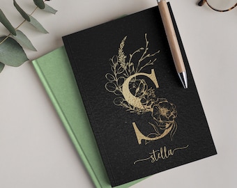 Personalize Notebook Custom Journal with Floral Monogram & Name Diary, Mothers Day Gifts for Mom