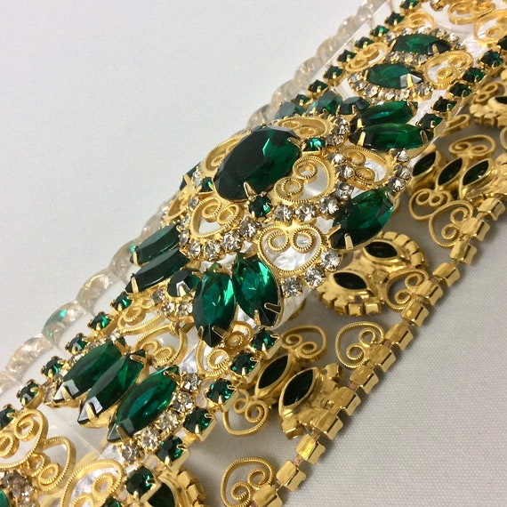 Vintage 50's Bohemian Jeweled Czech Glass Belt Ch… - image 7