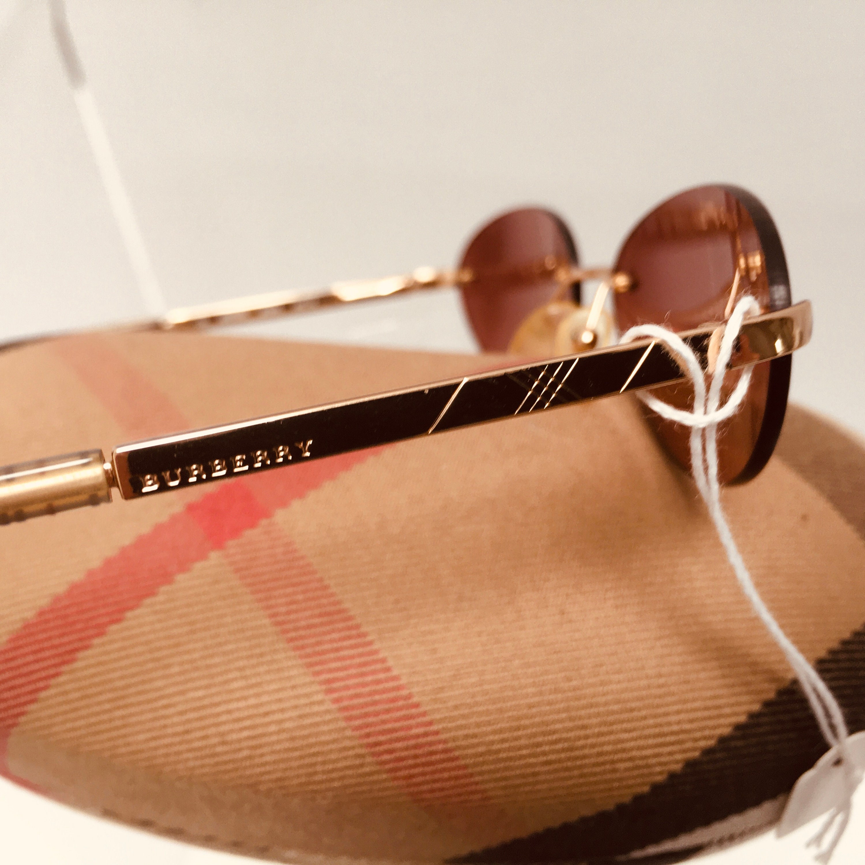 BURBERRY Women’s Vintage Nova Check Sunglasses By Safilo Vintage Burberry by Safilo Nova Check Sunglasses Rimless  main image 2