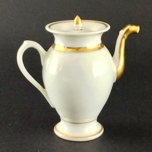 Antique French Empire Porcelain Coffee Hot Chocolate Pot Gilt Biedermeier 19th