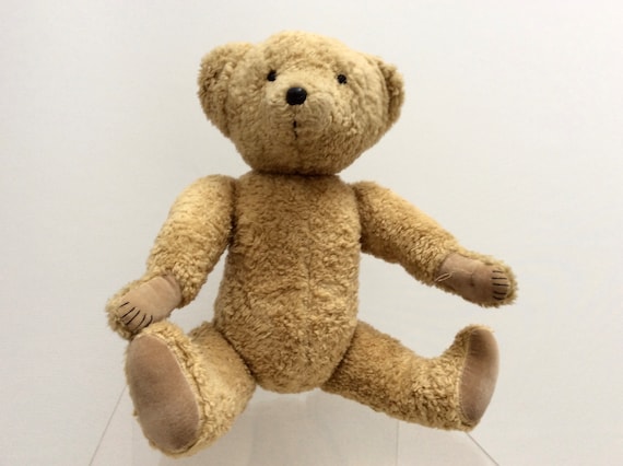 Antique Teddy Bear Old Jointed Mohair Sawdust Stuffed Toy Bear Herman Germany 1960s