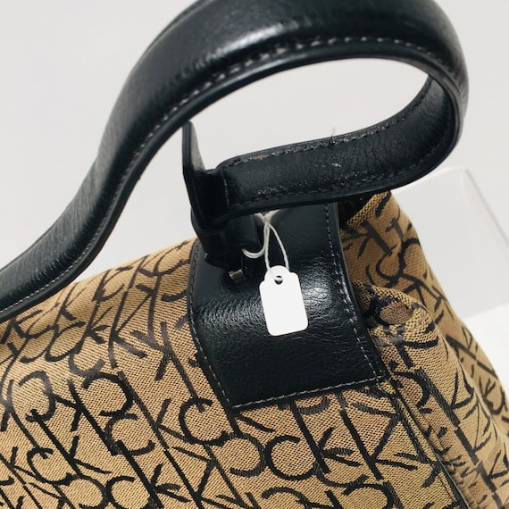 Calvin Klein Hand Shoulder Bag Woman Purse Logo Canvas CK Brown Leather Brand New Etsy UK