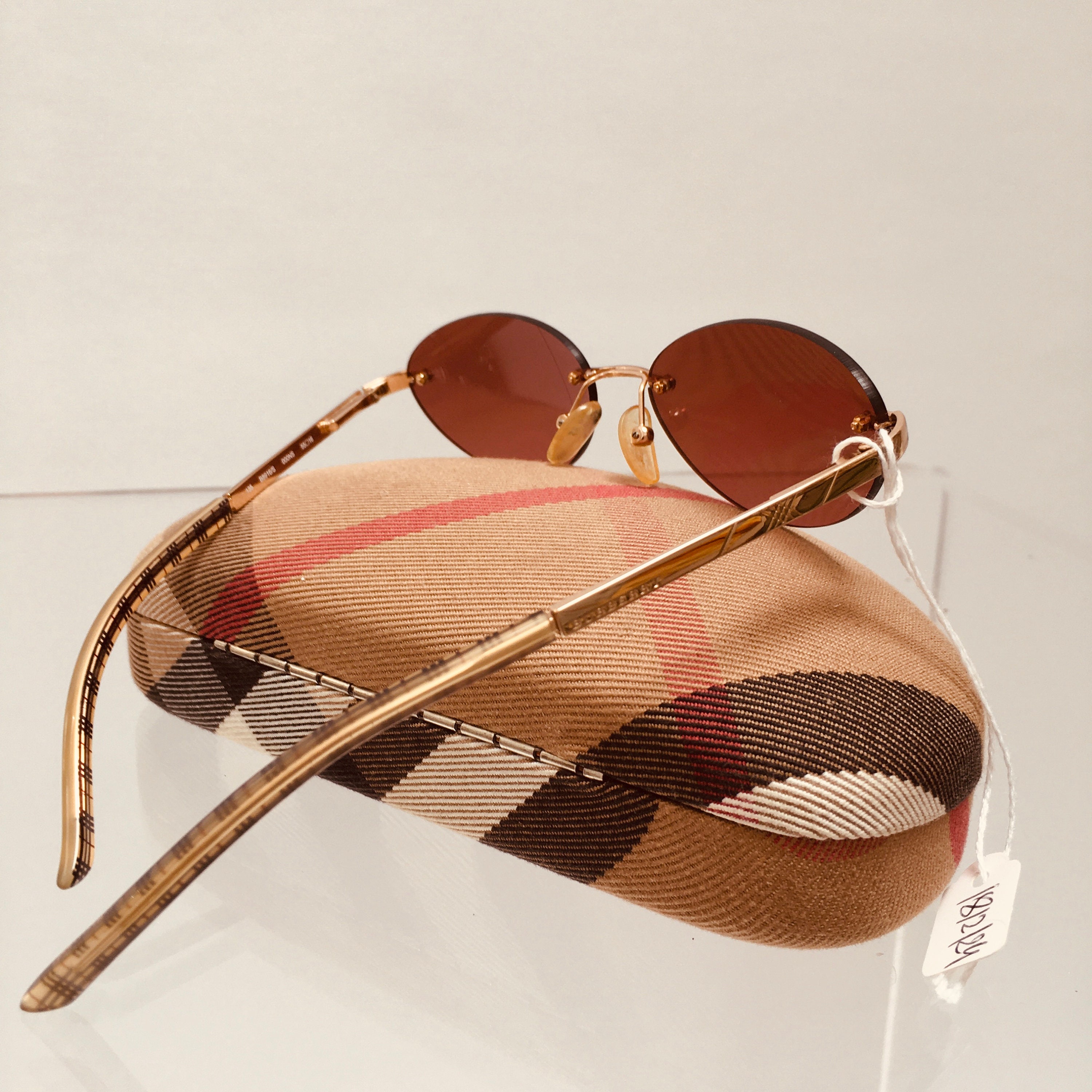 BURBERRY Women’s Vintage Nova Check Sunglasses By Safilo Vintage Burberry by Safilo Nova Check Sunglasses Rimless  main image 3