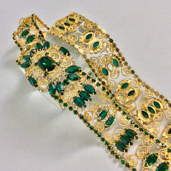 Vintage 50's Bohemian Jeweled Czech Glass Belt Ch… - image 6