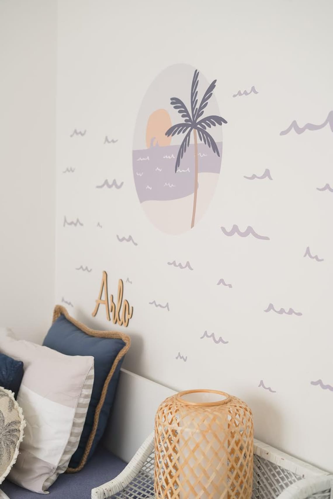 Beach Scene Wall Decal Beach Wall Decals Waves Wall Sticker Etsy