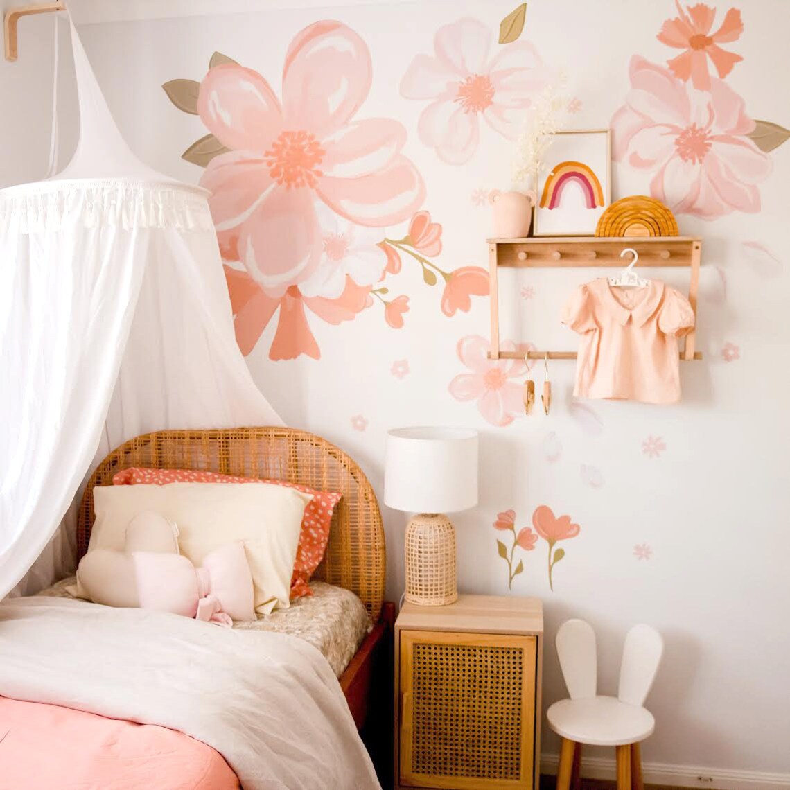 Peach Flower Wall Decals floral decals watercolour flower Etsy