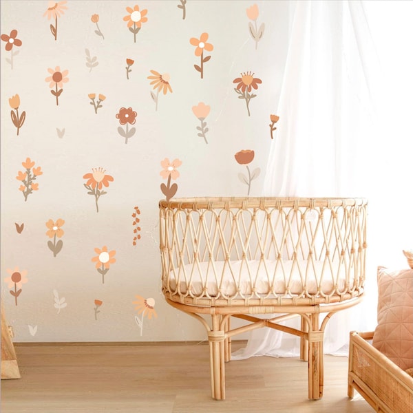 In Bloom Flower Decals, flower wall decals, flower wall stickers, boho wall decals, floral decals, colourful flower decals