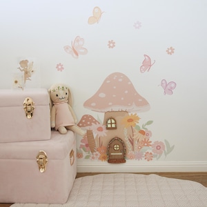 Fairy House Wall Decals, Fairy wall decals, Mushroom flower decals, Watercolour Peel & Stick Removable Stickers, Fairy room decor