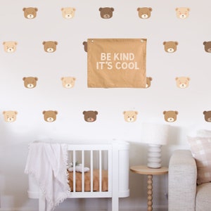 Teddy Bear HEAD Wall Decals - Cute Bear Wall Sticker, Neutral Decals, Bear Decor, Nursery Decor, Kids Room Decal, Decor, Wall Stickers