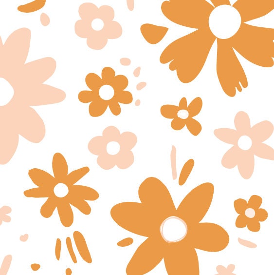 Peach Flower Wall Decals Floral Decals Watercolour Flower Etsy