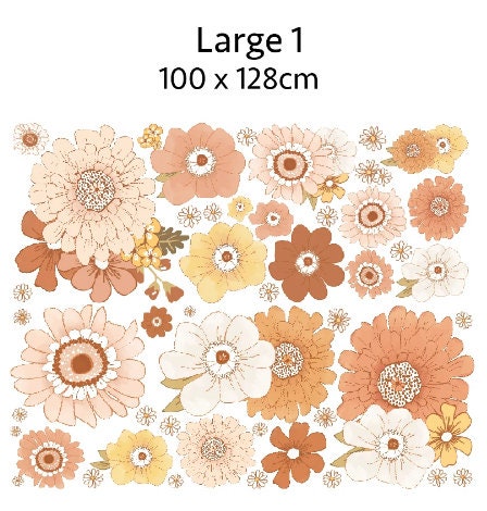 Retro Flower Vibes Wall Decals Floral Wall Decals - Etsy Australia