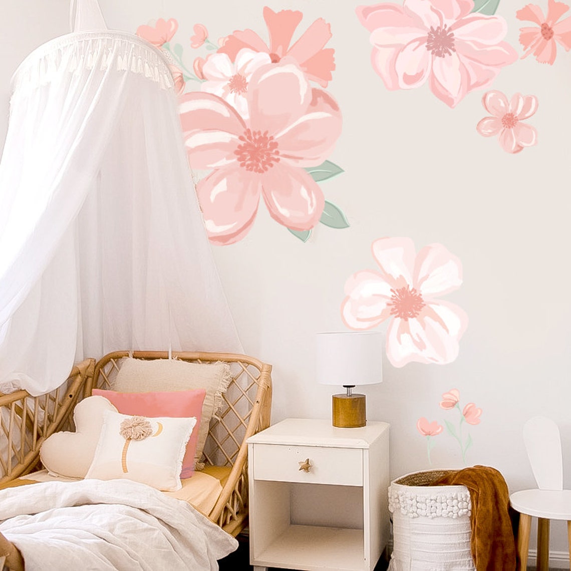 Peach Flower Wall Decals floral decals watercolour flower Etsy