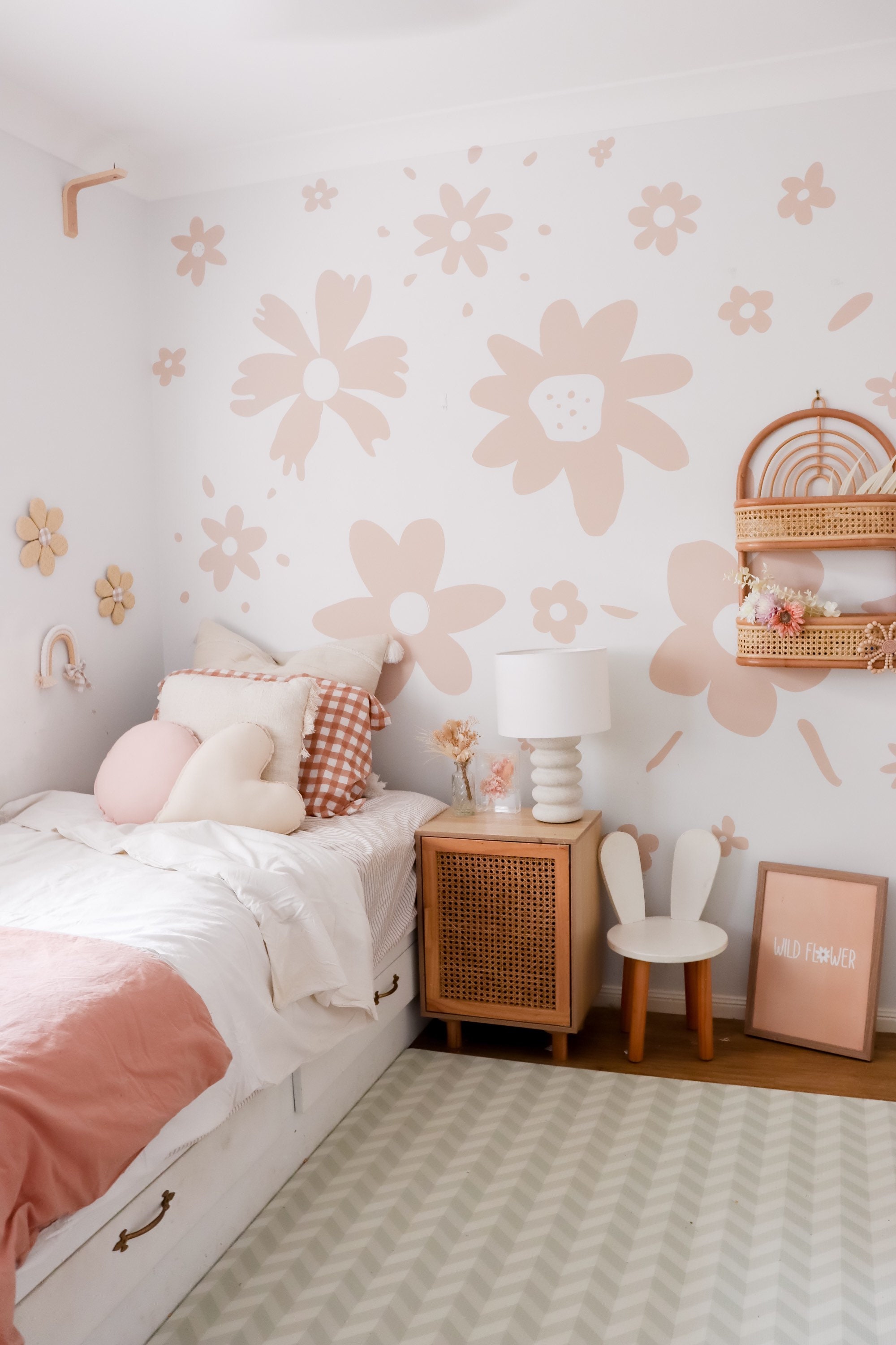 Peach Flower Wall Decals Floral Decals Watercolour Flower Etsy