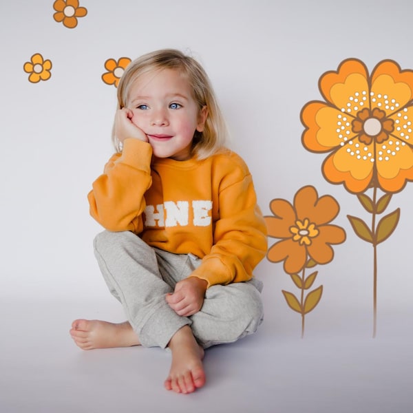 Orange Flowers Wall Decal Etsy