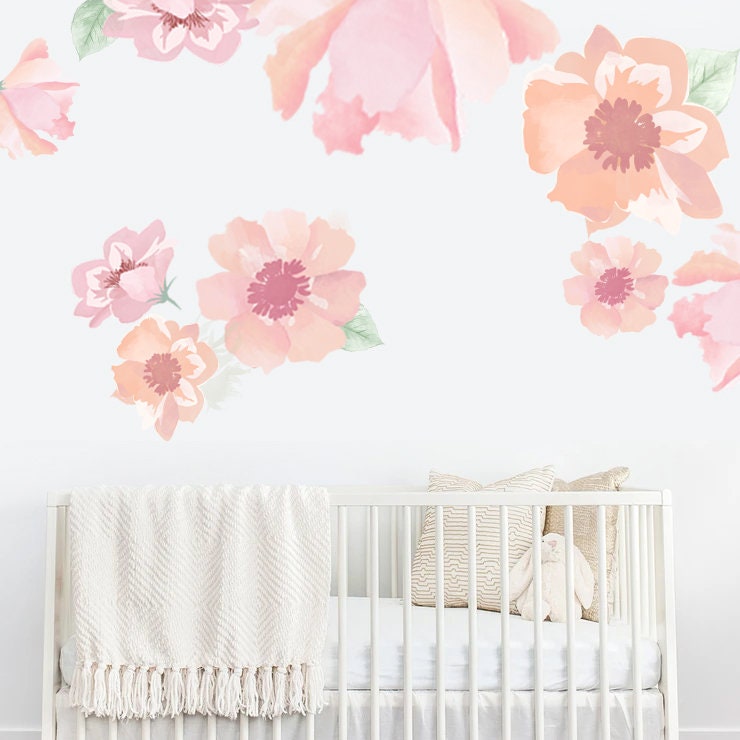 Flower Wall Decals Floral Wall Decals Watercolour Flower Etsy Australia