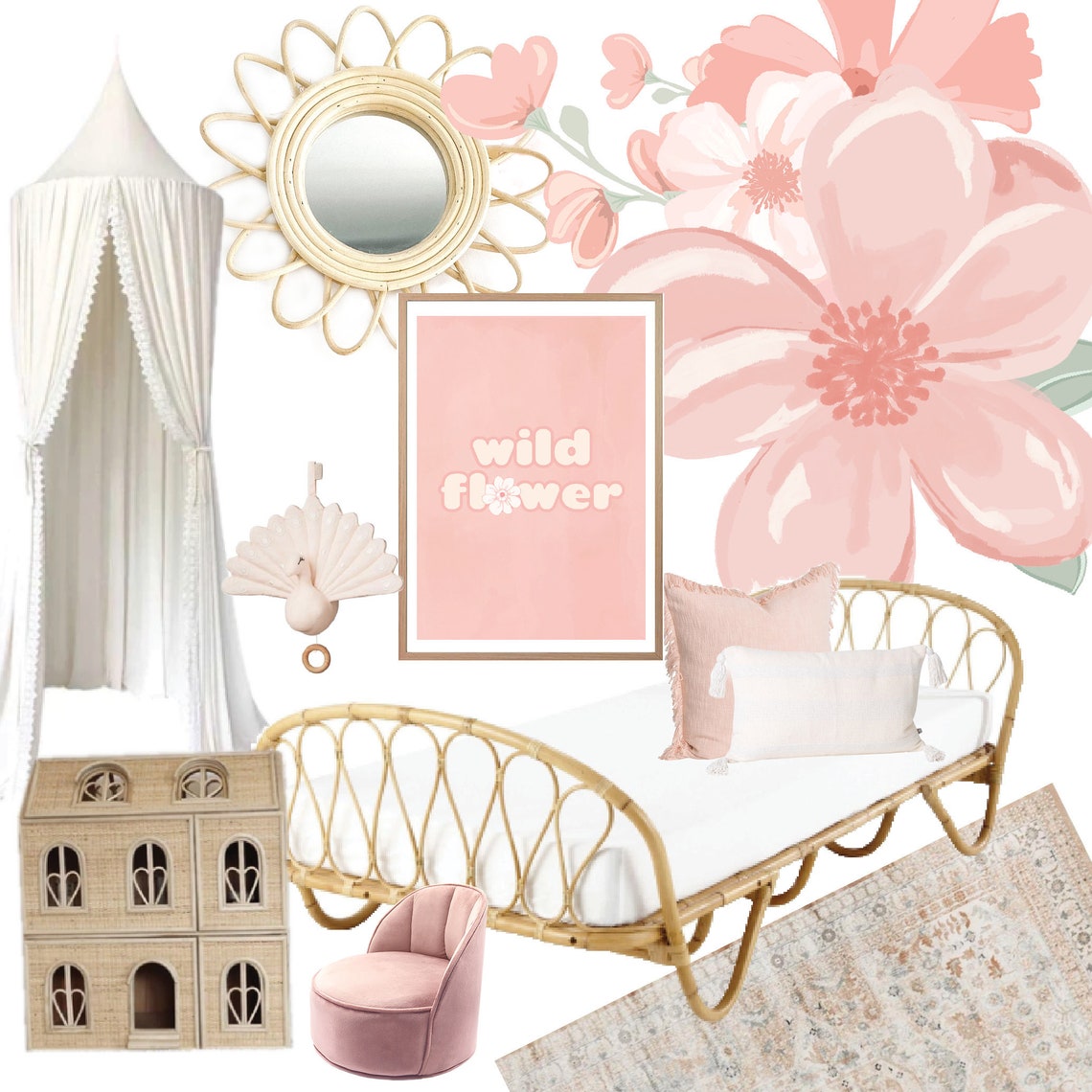 Peach Flower Wall Decals floral decals watercolour flower Etsy