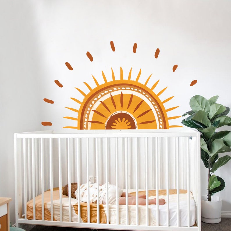 Sun Wall Decals Boho Wall Decals Moon Decals Rainbow Fabric Etsy