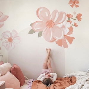 Magnolia Flower Wall Decals, floral decals, watercolour flower decals  Floral Wall Decals, Watercolour Peel Stick Removable Stickers