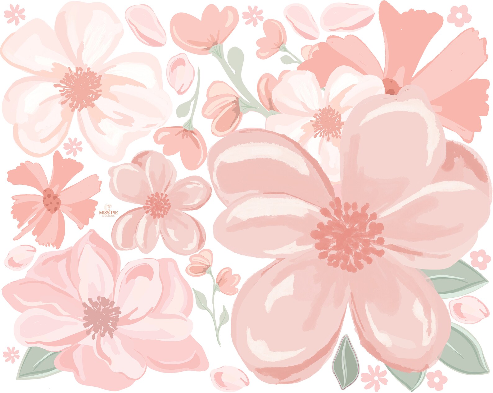 Peach Flower Wall Decals floral decals watercolour flower Etsy