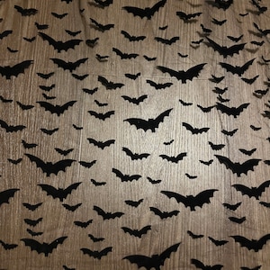 Black Bats Flocked Mesh 100% Polyester Gothic Costume By The Yard