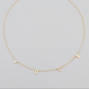 VOTE gold necklace- Vote Letter Necklace, Vote Choker 18k Gold plated letter necklace Gift for mom in stock Ready to Ship NOW