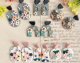 Polymer Clay Flower Earrings: Lightweight Floral Dangles