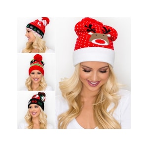 Christmas Beanie: Holiday Pom Pom Winter Hat