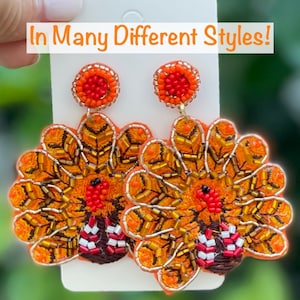 Thanksgiving polymer Clay earrings, light weight, leaves, Fall, Autumn, Pumpkin, Turkey earrings