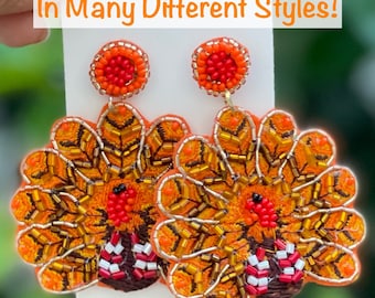 Thanksgiving Turkey Earrings: Festive Fall Polymer Clay Jewelry