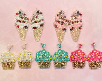 Beaded Dessert Earrings: Ice Cream & Cupcake Food Jewelry