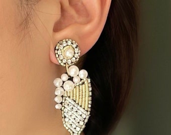 Champagne Flute Earrings: Handmade Beaded Wedding Jewelry