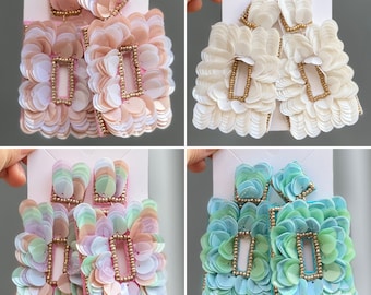 Sequin Wedding Earrings: Handmade Bridal Party Jewelry